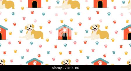 Cute funny dogs in beautiful style. Trendy seamless pattern. Seamless vector texture. Stock Vector