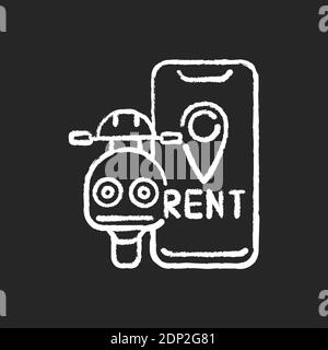 Scooter rental chalk white icon on black background Stock Vector
