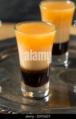 Boozy Layered B52 Shot Cocktail Ready to Drink Stock Photo