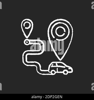 One way carsharing chalk white icon on black background Stock Vector