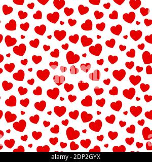 Heart background. Red love symbol on seamless pattern. Vector repeating tiles for romantic valentines day. Also great for wedding wrapping paper or fa Stock Vector