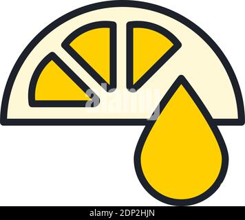 Fresh lemon juice, orange juice icon. Linear color icon, contour, shape, outline. Thin line. Modern minimalistic design. Vector illustrations of fruit Stock Vector