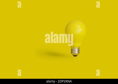 Yellow light bulb on a yellow background. 3d illustration. Stock Photo
