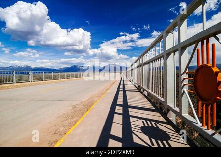 Steel bridge over the Rio Grande River near Taos, New Mexico, USA Stock Photo