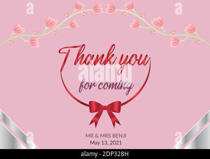 Wedding thank you card. Thank you for coming wedding card. Stock Vector