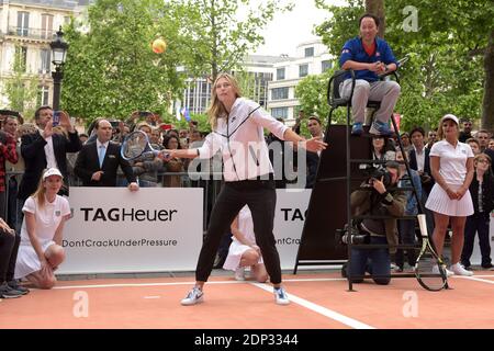 Russian tennis player Maria Sharapova and former American tennis player Michael Chang take part in the Theodora fund event hosted by Tag Heuer on May 18, 2015 in Paris, France. Photo by Laurent Zabulon/ABACAPRESS.COM Stock Photo