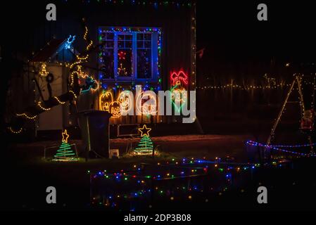 Swedish Christmas lighting becomes more for each year that decorates houses and evenings when the LED lights have made it possible Stock Photo