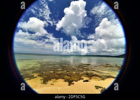 Yonehara Beach, Low Tide, Empty, Fishe Eye View, Ishigaki, Yahema Islands, Ryukyu Islands, Okinawa, Japan
