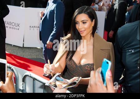 Kim Kardashian arrives at the Marionnaud Champs elysees for a promo event 'Kardashian Beauty Hair' in Paris, France, April 15, 2015. Photo by Nicolas Genin/ABACAPRESS.COM Stock Photo