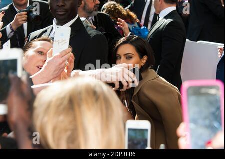 Kim Kardashian arrives at the Marionnaud Champs elysees for a promo event 'Kardashian Beauty Hair' in Paris, France, April 15, 2015. Photo by Nicolas Genin/ABACAPRESS.COM Stock Photo