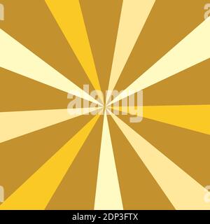 An abstract retro gold colored sunburst shape background image. Stock Vector