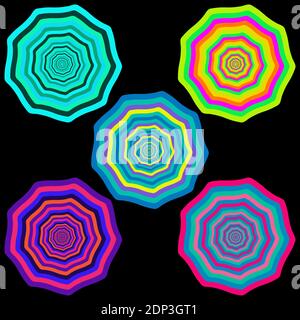 A set of abstract multicolored burst shapes. Stock Vector