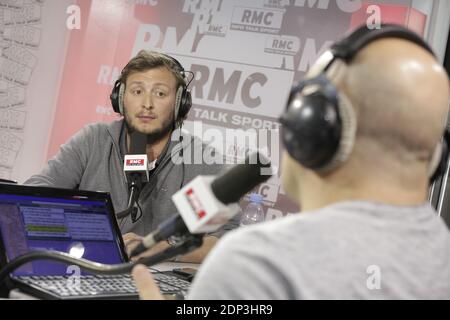 Exclusive - Amaury Leveaux at the 'Moscato Show' sport talk show on RMC Radio, interviewed by Vincent Moscato, in Paris, France, on April 21, 2015. Photo by Jerome Domine/ABACAPRESS.COM Stock Photo