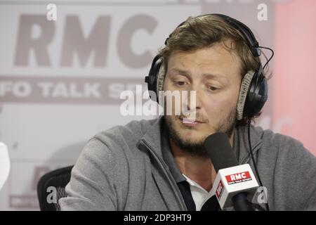 Exclusive - Amaury Leveaux at the 'Moscato Show' sport talk show on RMC Radio, interviewed by Vincent Moscato, in Paris, France, on April 21, 2015. Photo by Jerome Domine/ABACAPRESS.COM Stock Photo