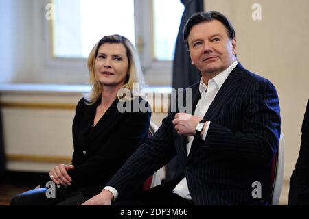 Exclusive. Sylvia Gobbel and Wolfgang Schwarz attending the New French Faces tv set at Palais Brogniart in Paris, France on April 26, 2015. Photo by Aurore Marechal/ABACAPRESS.COM Stock Photo
