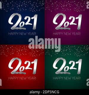 happy new year 2021 snow background Stock Vector