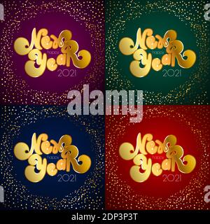happy new year 2021 snow background Stock Vector