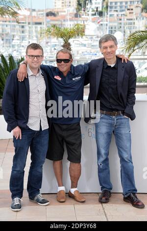 John McKenna, Chad McQueen and Gabriel Clarke posing at the photocall for the film Steve McQueen: The Man and Le Mans as part of the 68th Cannes Film Festival in Cannes, France on May 16, 2015. Photo by Nicolas Briquet/ABACAPRESS.COM Stock Photo