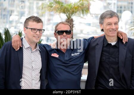 John McKenna, Chad McQueen and Gabriel Clarke posing at the photocall for the film Steve McQueen: The Man and Le Mans as part of the 68th Cannes Film Festival in Cannes, France on May 16, 2015. Photo by Nicolas Briquet/ABACAPRESS.COM Stock Photo