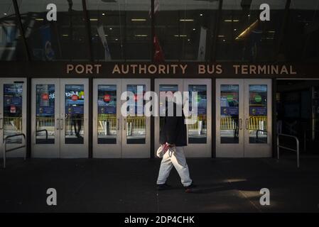 Manhattan, New York. December 15, 2020. Port Authority Bus Terminal entrance on 8th avenue. Stock Photo