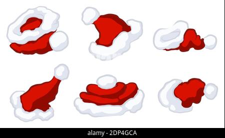 Christmas hats cartoon design element set, isolated color vector, horizontal Stock Vector