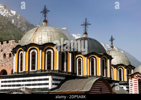 Rila Monastery, Monastery of Saint Ivan of Rila, domes of the main church, Kyustendil Province, Bulgaria, Southeast Europe, Europe Stock Photo