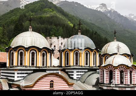 Rila Monastery, Monastery of Saint Ivan of Rila, domes of the main church, Kyustendil Province, Bulgaria, Southeast Europe, Europe Stock Photo