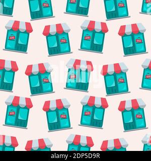 store facade seamless pattern vector illustration Stock Vector