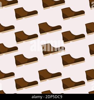 brown boots shoe seamless pattern vector illustration Stock Vector