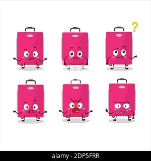 Cartoon character of pink lugage with what expression. Vector illustration Stock Vector