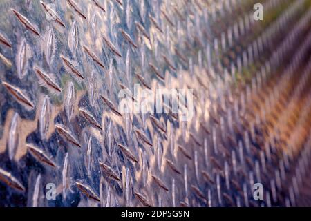 Blurred abstract grunge patterned metal background. Art rough stylized texture banner with space for text Stock Photo