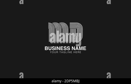 MD M D initial based modern minimal creative logo vector template image. Line art finger print logo Stock Vector