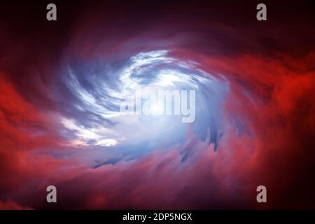 Blurred Swirl in the Red Storm Clouds Stock Photo