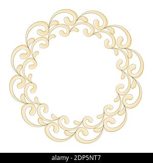 Ornamental round vintage vector frame. Golden venzels. Stock Vector