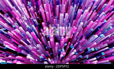 Scatter landscape of many blue and purple cubes Stock Photo