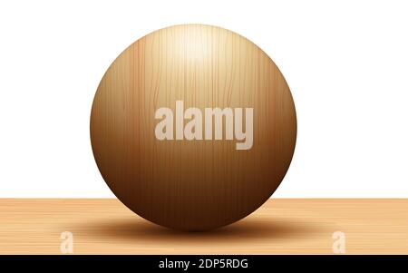 3d wooden ball on the wooden table Stock Vector