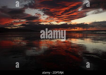 Clouds over Cook Strait at sunset, Titahi Bay, Porirua, Wellington ...