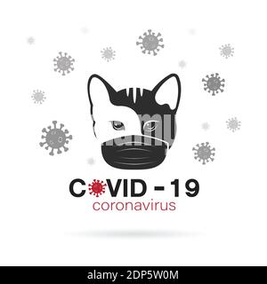 Cats wearing a mask to protect against the covid-19 virus. Breathing mask on cat face flat vector icon for apps and websites. Easy editable layered ve Stock Vector