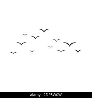 Flock of flying birds. Vector bird silhouettes. illustration isolated on a white background. Vector illustration Stock Vector
