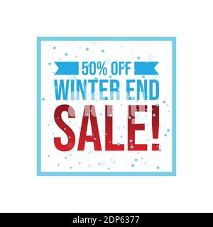 Winter Sale Vector Banner With Red Sale Text And Snow Stock