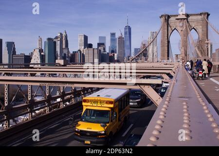 New York, United States - December 12 2019: Brooklyn Bridge in New York City Stock Photo