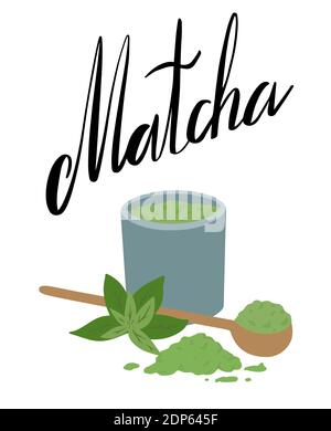 Matcha Lettering Matcha lettering - vector illustration. Handwritten lettering, positive ...