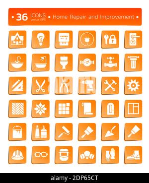 Home Repair and Improvement Icons Stock Vector