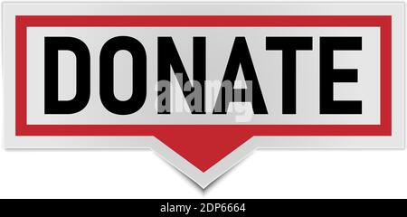 donate red 3d realistic paper speech bubble isolated on white Stock Vector