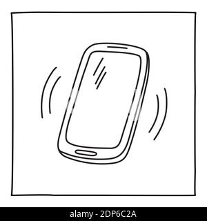 Doodle ringing mobile phone icon hand drawn with thin line Stock Vector