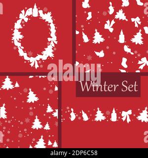 Coloring Set with Christmas Objects made in Ornaments Stock Vector