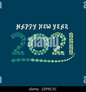 vector illustration of Happy new year 2021 greeting card design, fish concept Stock Vector