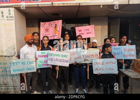 anti government slogans written by youth of india at delhi border. Stock Photo