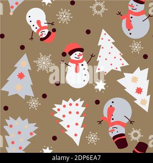 Nice Seamless Pattern for Background and Textile, with warm pastel colors and white snowflakes Stock Vector