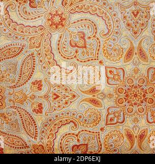 Ceramic tile with floral pattern for wall and floor decor. Concrete stone surface background. Texture with ethnic ornament for interior design. Stock Photo
